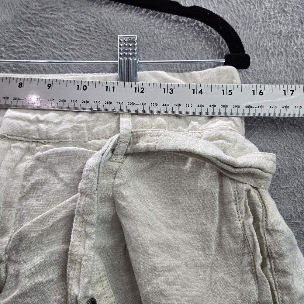 Christian Siriano Women Shorts Large White Linen Buckle 2" Inseam - Picture 3 of 6